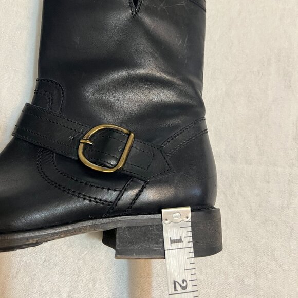 Eddie Bauer by Bronx Women’s Black Leather Ankle Boots Size 8 B Moto Biker Zip - Picture 9 of 12